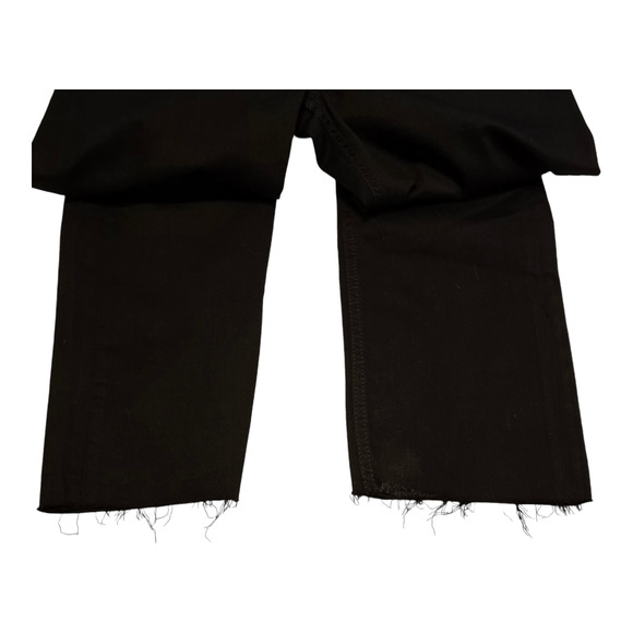 Jen 7 by 7 For All Mankind Jeans Size 10 Black Petite Slim Straight Raw Hem Goth - Picture 11 of 16